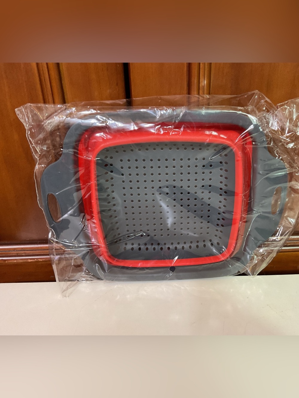 Kitchen Groups Collapsible Colander Gray And Red 7.5”x7.5” Plus Handles Small St